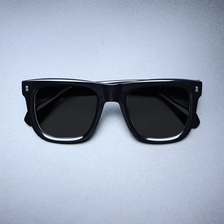 Gatenac Unisex Full Rim Big Square Acetate Polarized Sunglasses M007 Sunglasses Gatenac Black Black