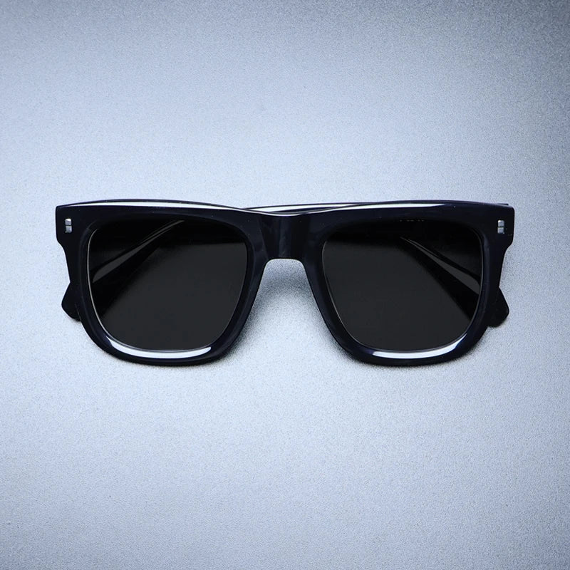 Gatenac Unisex Full Rim Big Square Acetate Polarized Sunglasses M007 Sunglasses Gatenac Black Black  