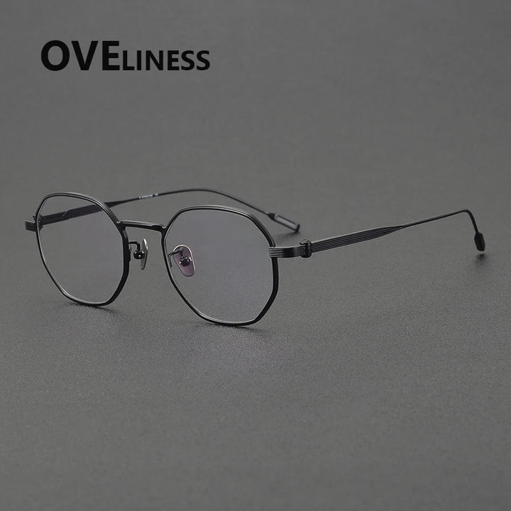 Oveliness Women's Full Rim Square Oval Titanium Eyeglasses 872130 Full Rim Oveliness black