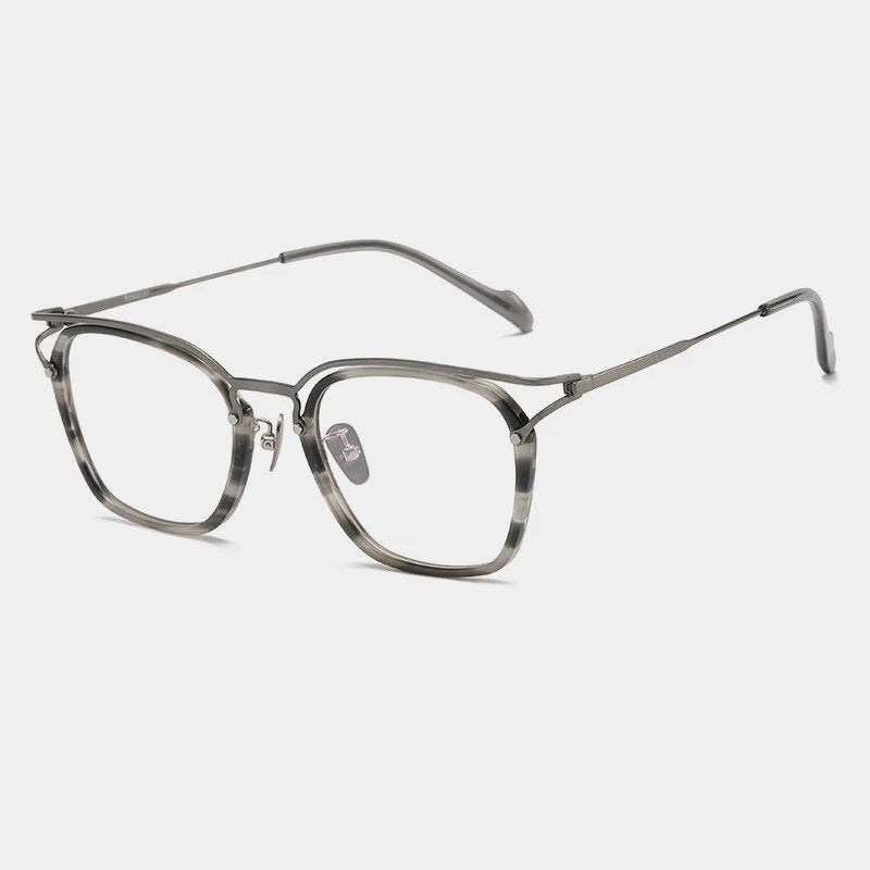 Gatenac Unisex Full Rim Square Titanium Acetate Eyeglasses Gxyj1137 Full Rim Gatenac Stripe