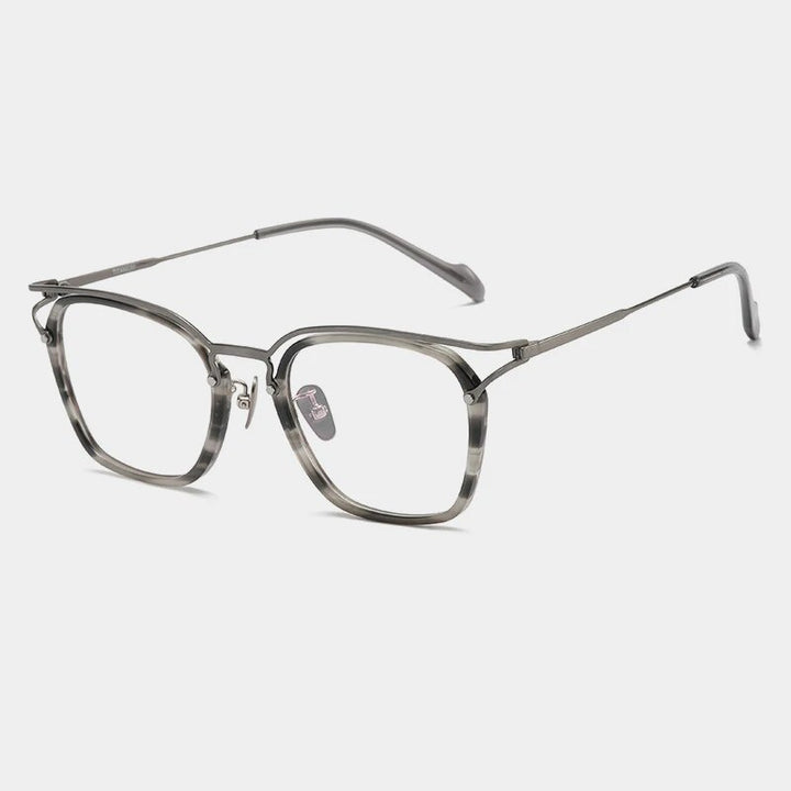 Gatenac Unisex Full Rim Square Titanium Acetate Eyeglasses Gxyj1137 Full Rim Gatenac Stripe