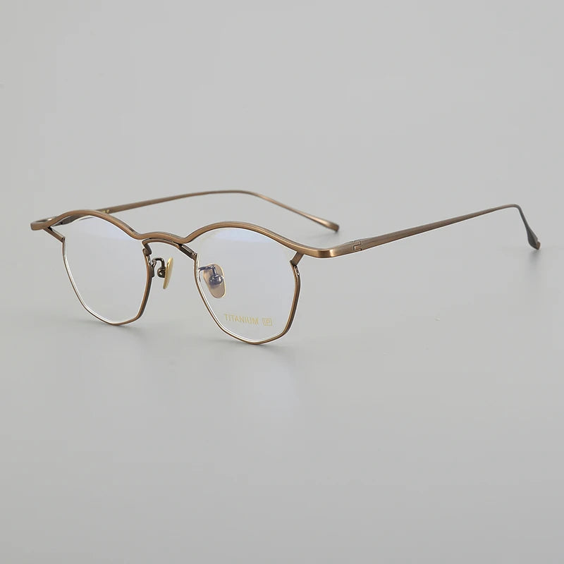 Muzz Unisex Full Rim Small Brow Line Polygon Titanium Eyeglasses Mu004 Full Rim Muzz C5