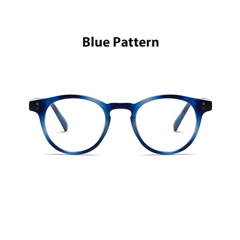 Kocolior Unisex Full Rim Round Acetate Hyperopic Reading Glasses 3313 Reading Glasses Kocolior Pattern Blue 0