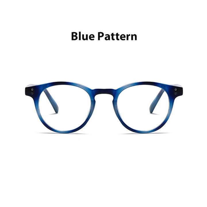 Kocolior Unisex Full Rim Round Acetate Hyperopic Reading Glasses 3313 Reading Glasses Kocolior Pattern Blue 0