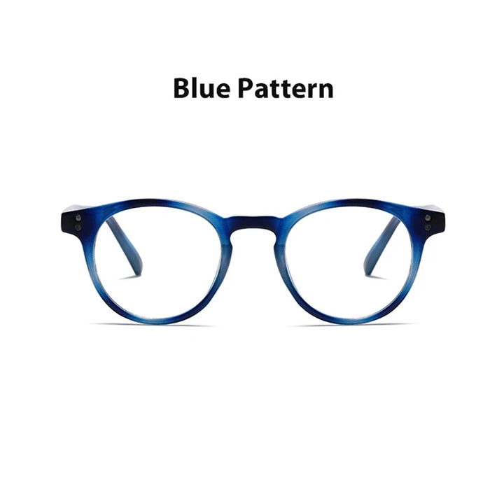 Kocolior Unisex Full Rim Round Acetate Hyperopic Reading Glasses 3313 Reading Glasses Kocolior Pattern Blue 0 