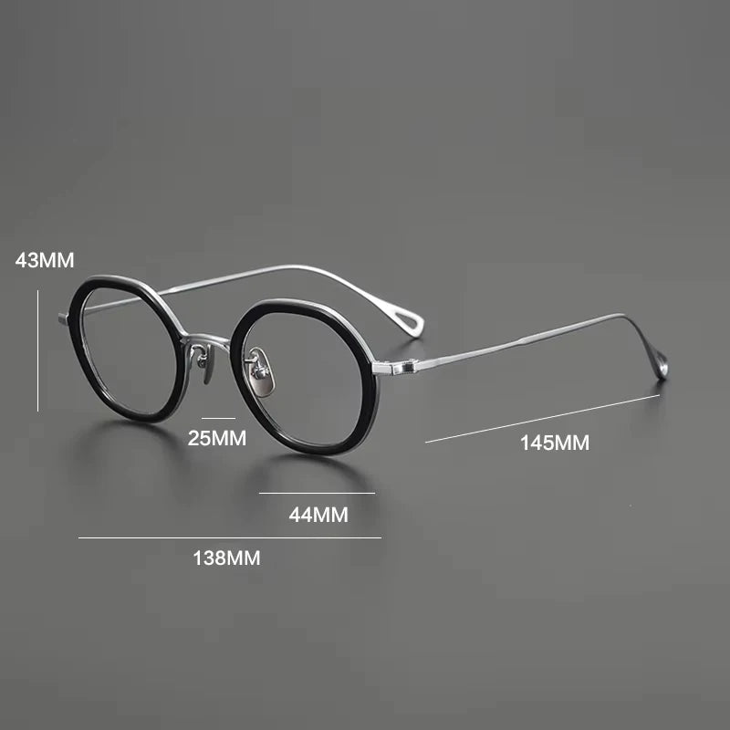 Gatenac Women's Full Rim Flat Top Round Acetate Titanium Eyeglasses G1584