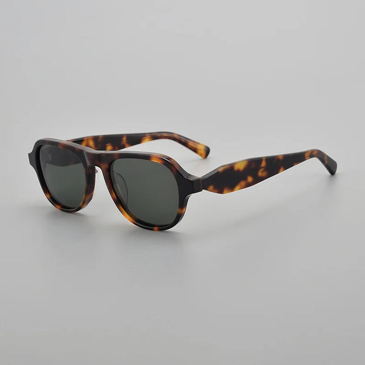 Black Mask Unisex Full Rim Square Acetate Polarized Sunglasses 5002 Sunglasses Black Mask Tortoise-Green As Shown