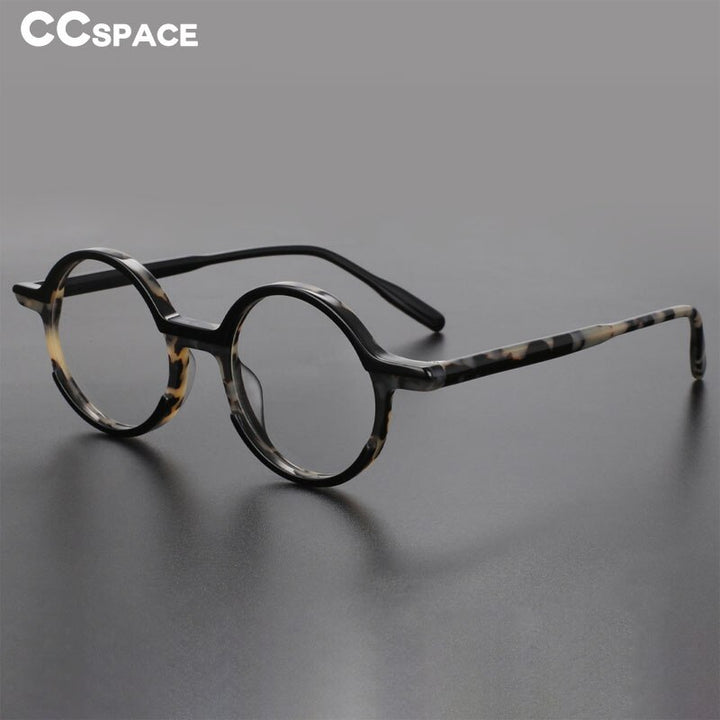 CCspace Unisex Full Rim Round Acetate Eyeglasses 56056 Full Rim CCspace
