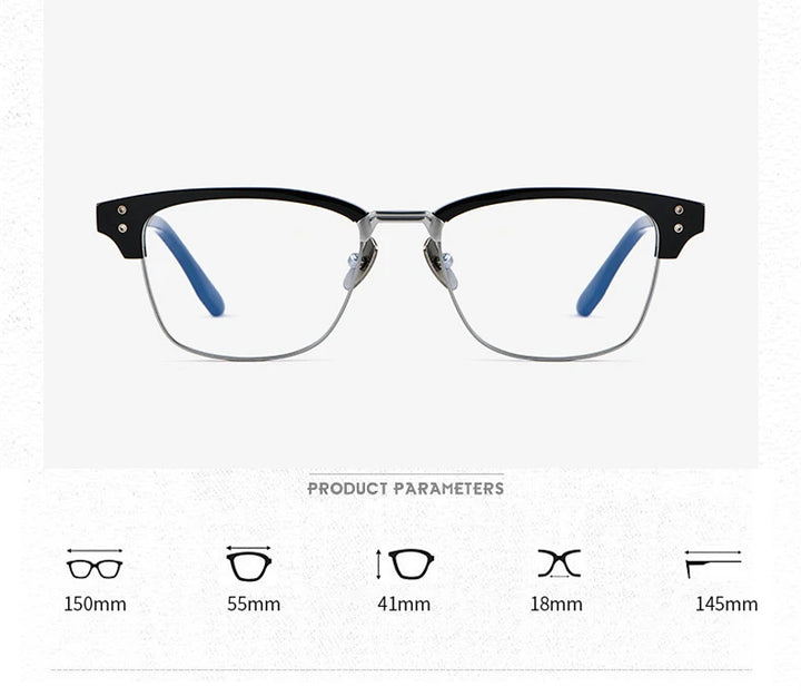 Black Mask Men's Full Rim Big Square Titanium Eyeglasses 499132