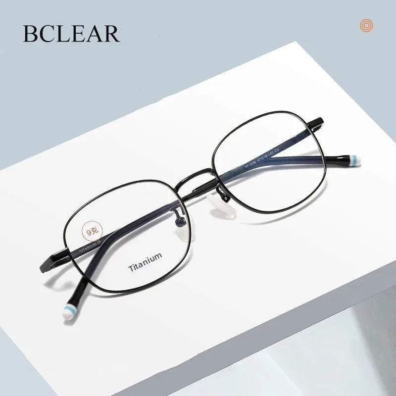 Bclear Women's Full Rim Small Oval Square Titanium Eyeglasses 451006