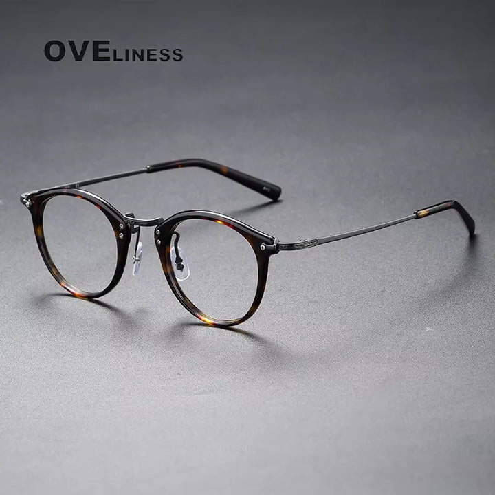 Oveliness Unisex Full Rim Oval Square Acetate Titanium Eyeglasses 614805