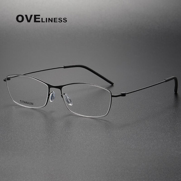 Oveliness Unisex Full Rim Rectangle Titanium Eyeglasses Full Rim Oveliness black