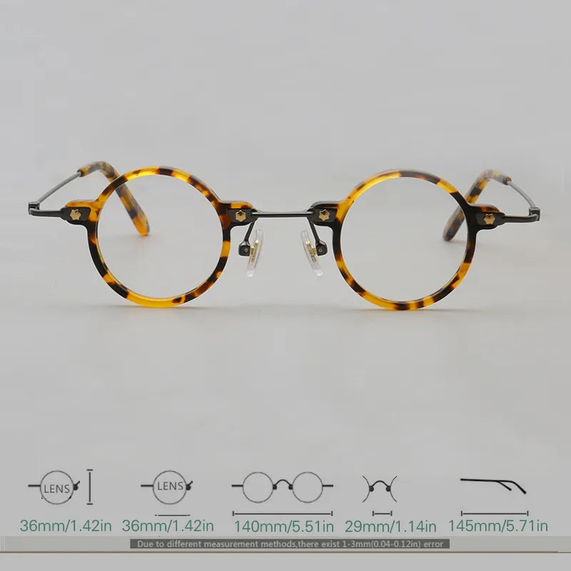 Yujo Unisex Full Rim Small Round Acetate Eyeglasses 3636 Full Rim Yujo