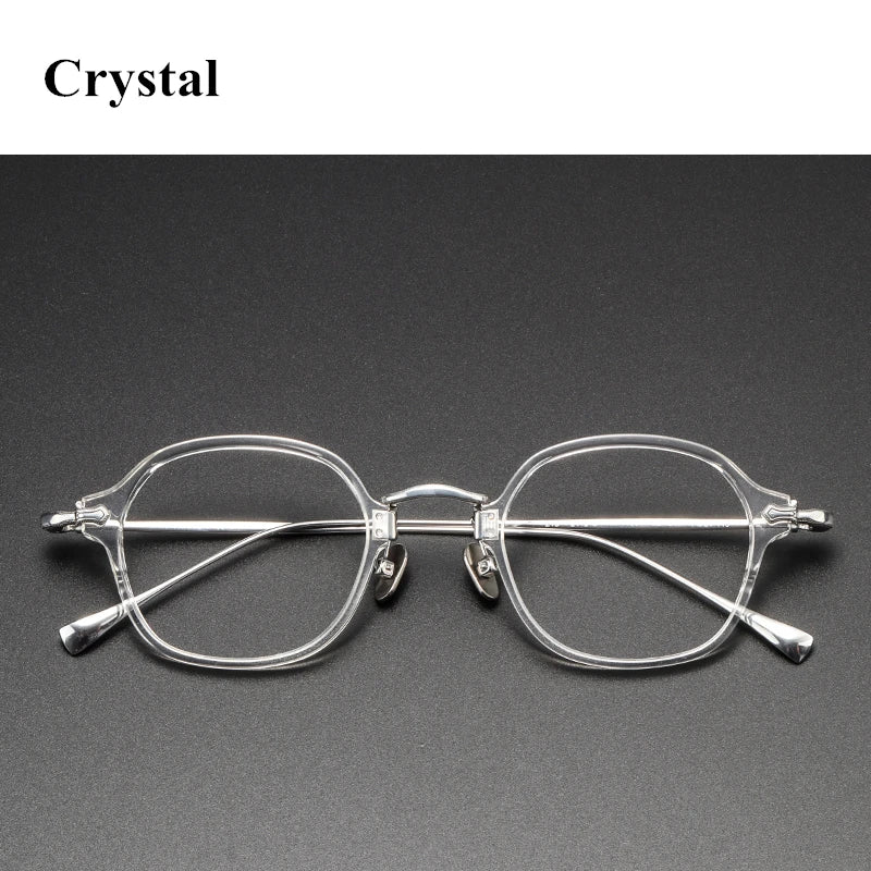 Black Mask Unisex Full Rim Square Titanium Acetate Eyeglasses 49183 Full Rim Black Mask Crystal