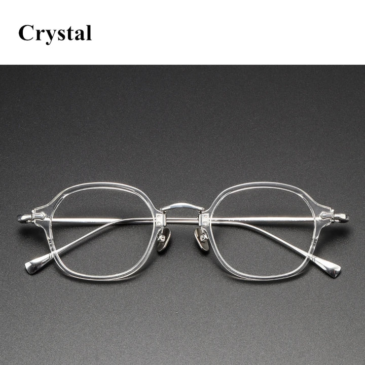 Black Mask Unisex Full Rim Square Titanium Acetate Eyeglasses 49183 Full Rim Black Mask Crystal