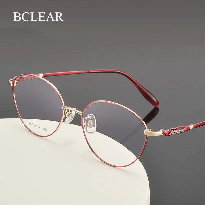 Bclear Women's Full Rim Oval Round Alloy Eyeglasses 61146