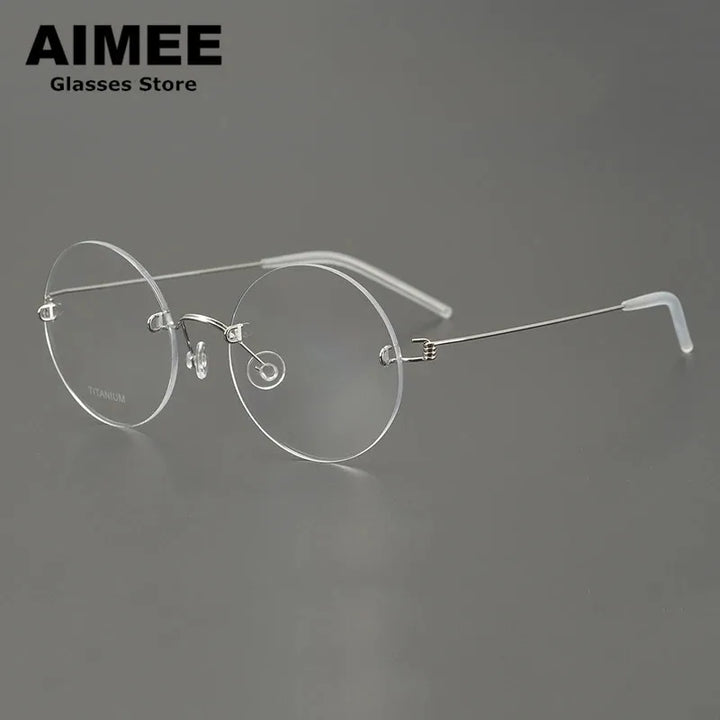 Aimee Women's Rimless Round Screwless Titanium Eyeglasses 41356
