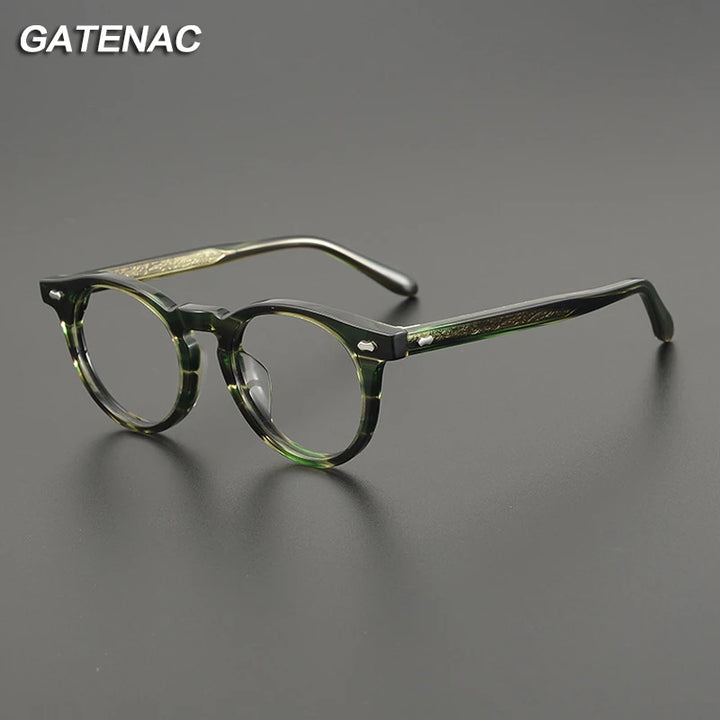 Gatenac Unisex Full Rim Round Acetate Eyeglasses Gxyj1166 Full Rim Gatenac
