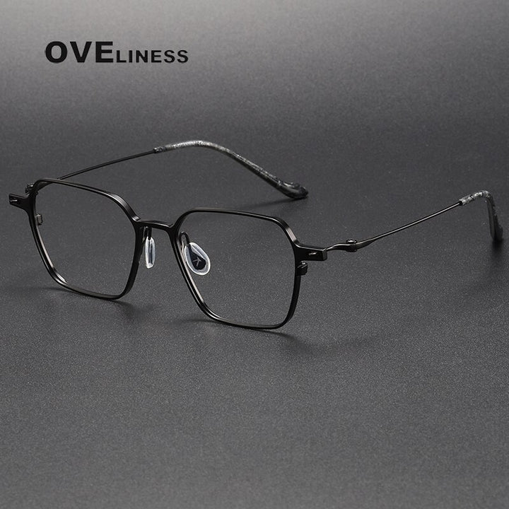 Oveliness Unisex Full Rim Square Titanium Eyeglasses 8202318 Full Rim Oveliness black  