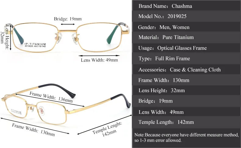 Chashma Women's Full Rim Square Titanium Eyeglasses 2019025