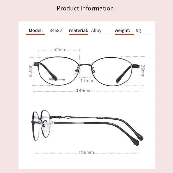 Xbora Unisex Full Rim Oval Square Alloy Eyeglasses 34582