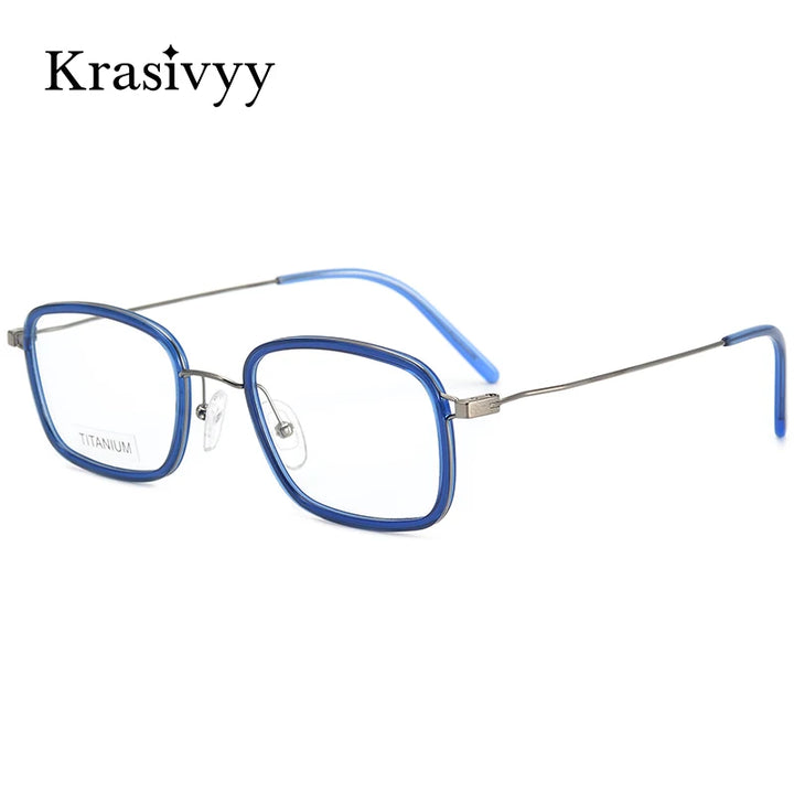 Krasivyy Unisex Full Rim Square Acetate Titanium Eyeglasses 16046