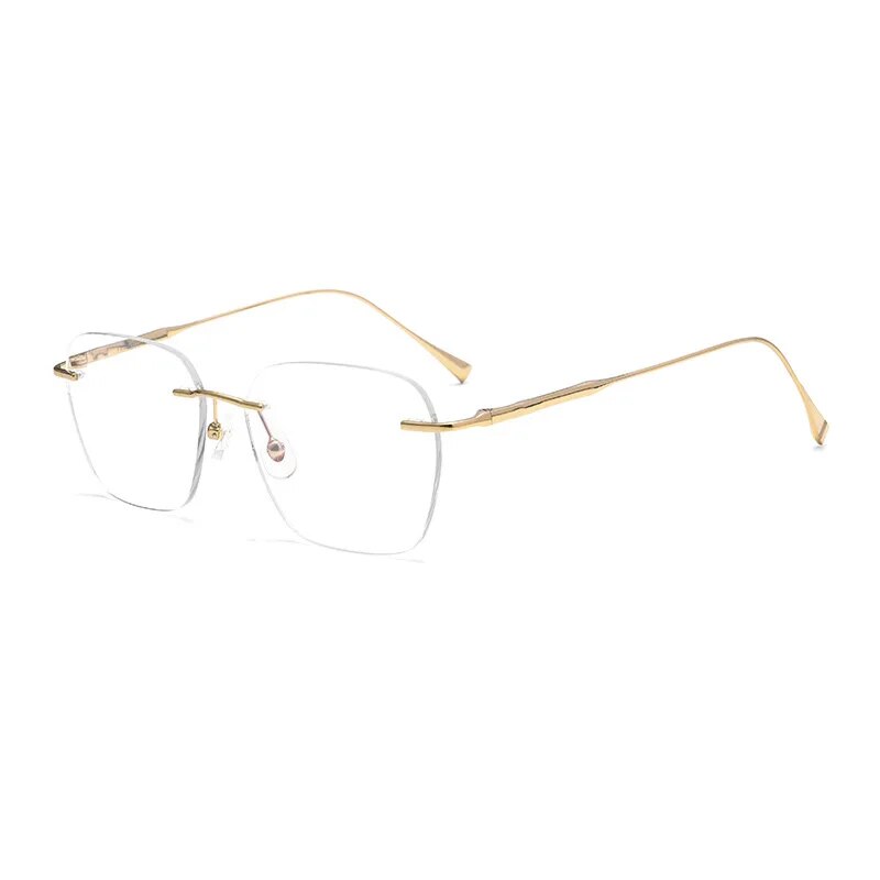 Reven Jate Unisex Rimless Square Titanium Eyeglasses 1912t Rimless Reven Jate golden