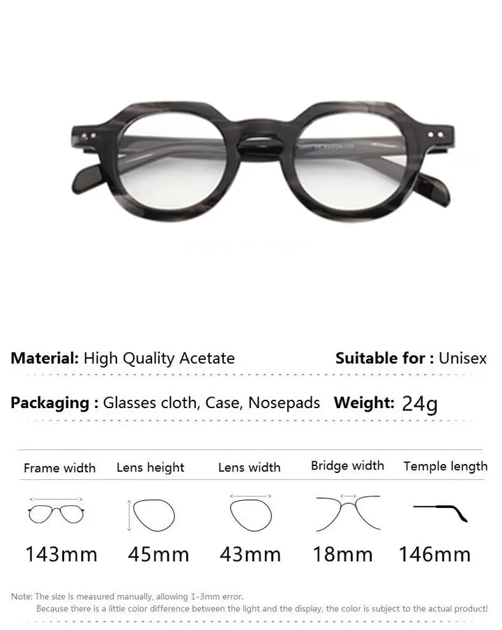 Aimee Unisex Full Rim Flat Top Oval Acetate Eyeglasses 10472 Full Rim Aimee