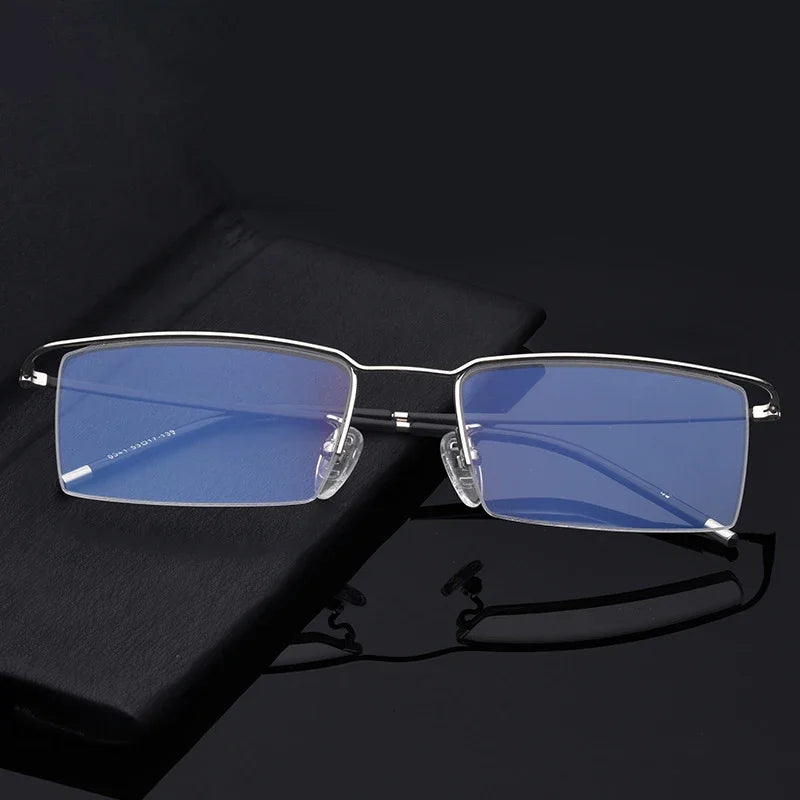 Handoer Unisex Semi Rim Square Titanium Alloy Eyeglasses 6341 Semi Rim Handoer