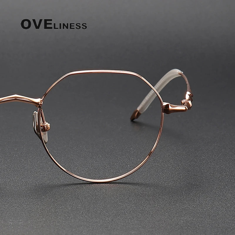 Oveliness Unisex Full Rim  Flat Top Round Titanium Eyeglasses 4449 Full Rim Oveliness   