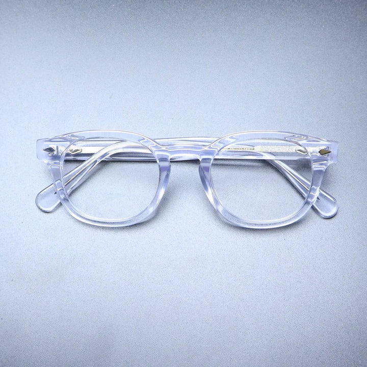 Gatenac Unisex Full Rim Round Acetate With Clip On Sunglasses 1237 With Clip Ons Gatenac Transparent