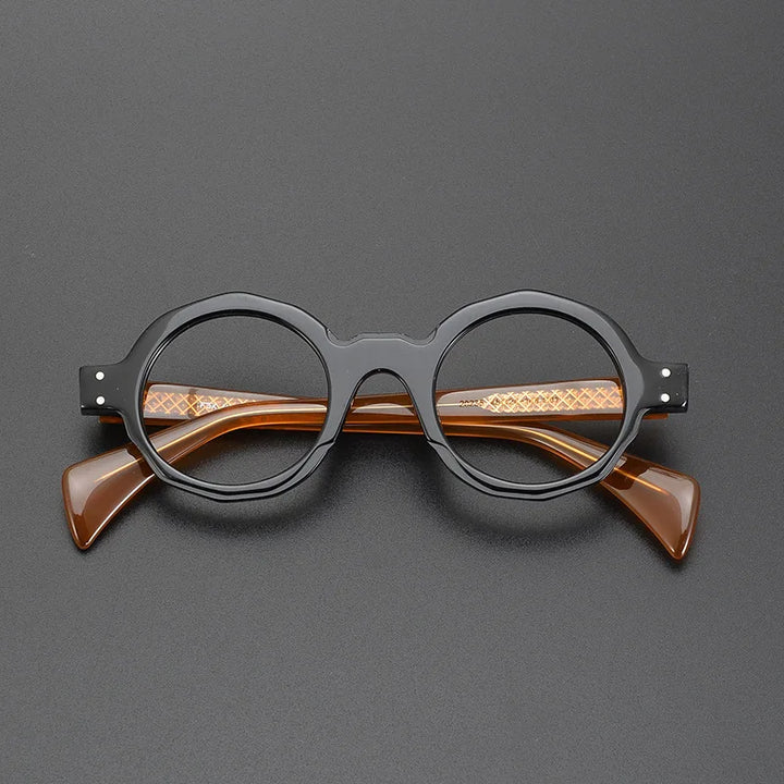 CCspace Unisex Full Rim Large Round Acetate Eyeglasses 57333 Full Rim CCspace Black