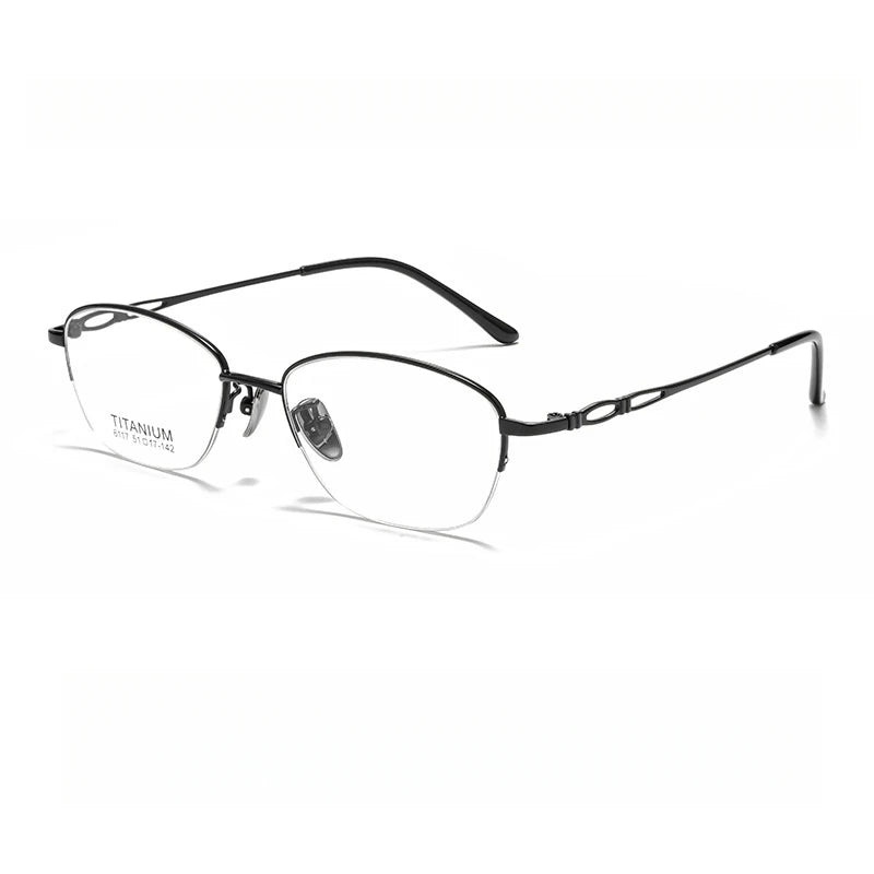 Yimaruili Women's Semi Rim Alloy Eyeglasses 6117 Semi Rim Yimaruili Eyeglasses Black
