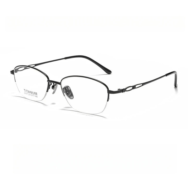 Yimaruili Women's Semi Rim Alloy Eyeglasses 6117 Semi Rim Yimaruili Eyeglasses Black