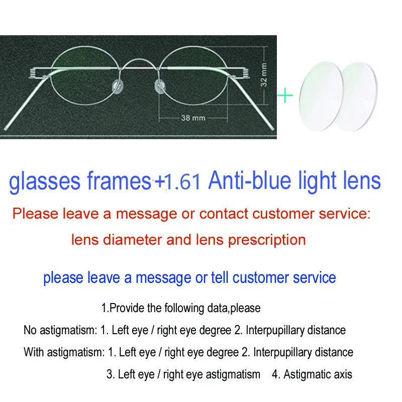 Yujo Unisex Full Rim Oval Steel Custom Eyeglasses 61423