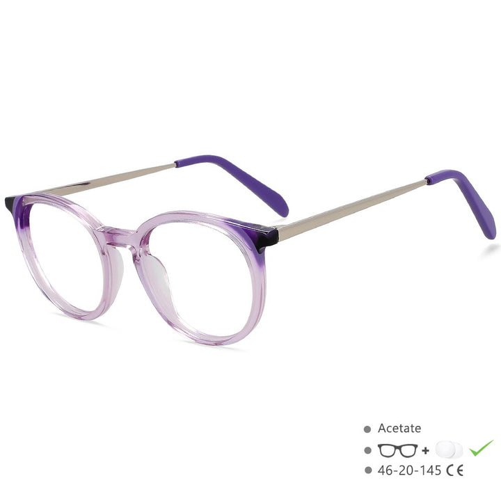 CCspace Unisex Full Rim Small Round Acetate Eyeglasses 55912 Full Rim CCspace Purple China