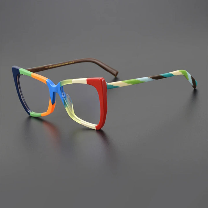 Nobler Unisex Full Rim Irregular Cat Eye Acetate Eyeglasses 19335 Full Rim Nobler C1