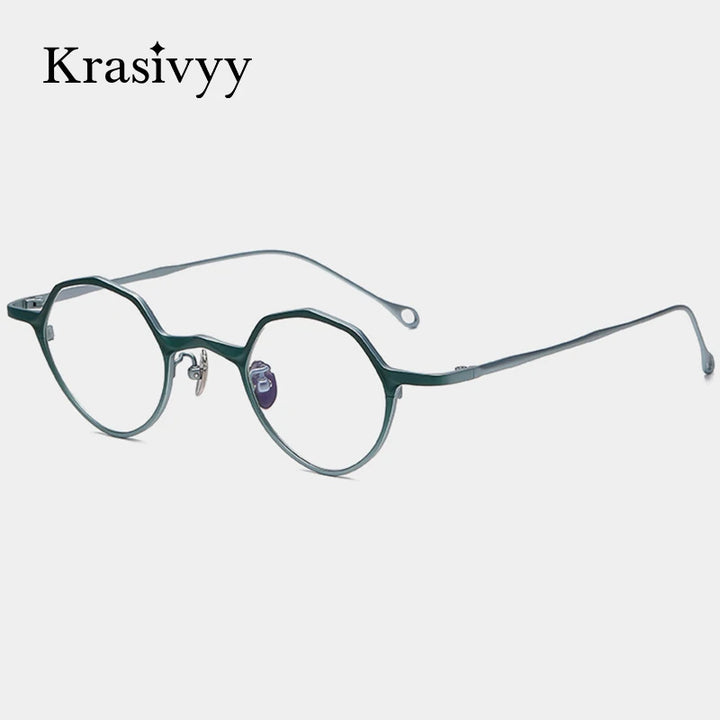 Krasivyy Men's Full Rim Irregular Round Titanium Eyeglasses 35973
