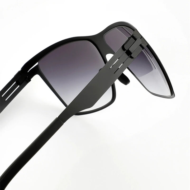 Black Mask Men's Big Square Stainless Steel Screwless Sunglasses 521461 Full Rim Black Mask
