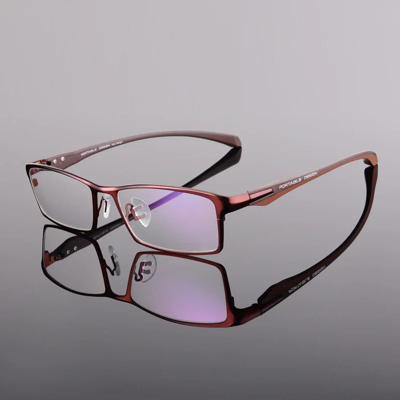 Handoer Unisex Full Rim Square Alloy Acetate Eyeglasses 549140