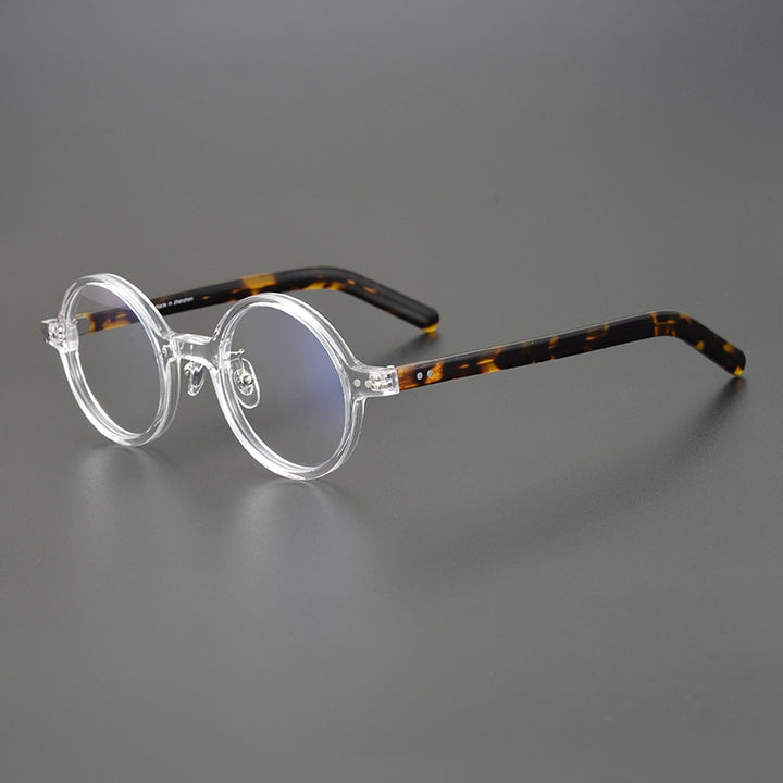 Gatenac Unisex Full Rim Round Acetate Eyeglasses Gxyj1037 Full Rim Gatenac Transparent