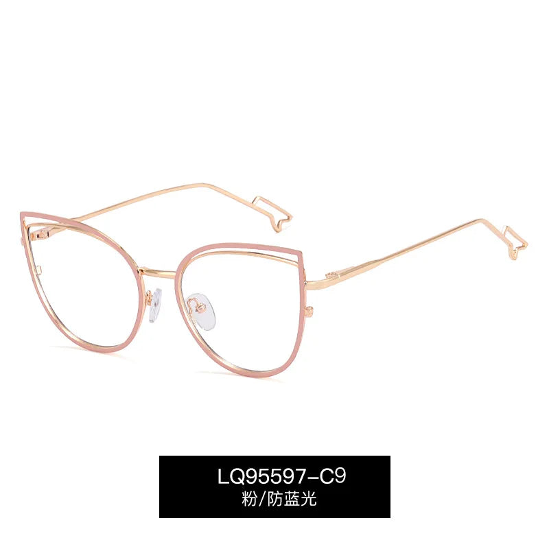 Handoer Women's Full Rim Oval Cat Eye Alloy Tr 90 Eyeglasses 95597