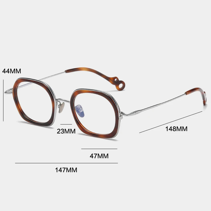 Gatenac Unisex Full Rim Square Acetate Titanium Eyeglasses Gxyj1159 Full Rim Gatenac