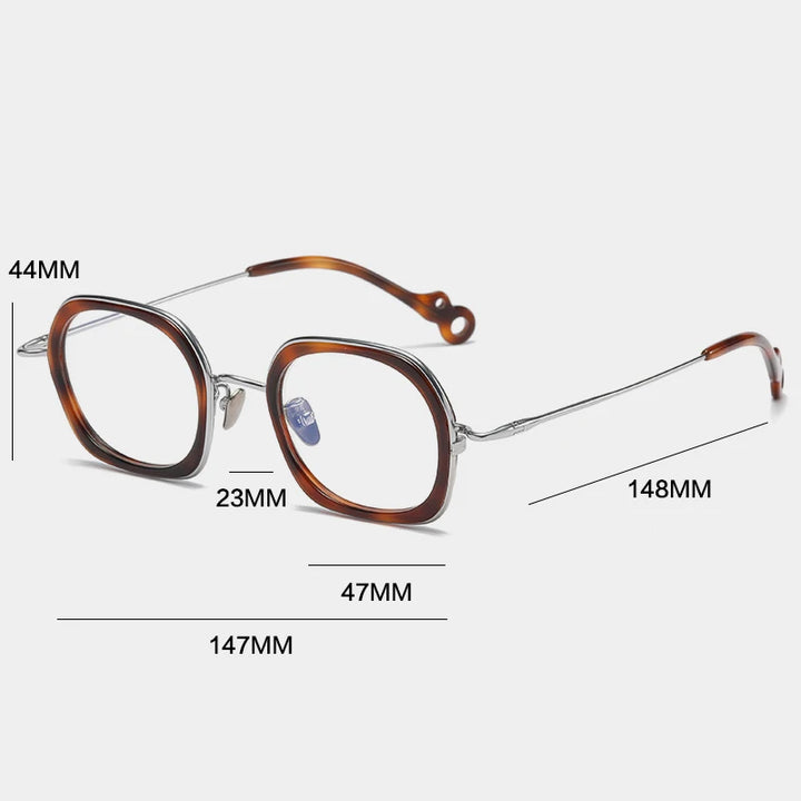 Gatenac Unisex Full Rim Square Acetate Titanium Eyeglasses Gxyj1159 Full Rim Gatenac