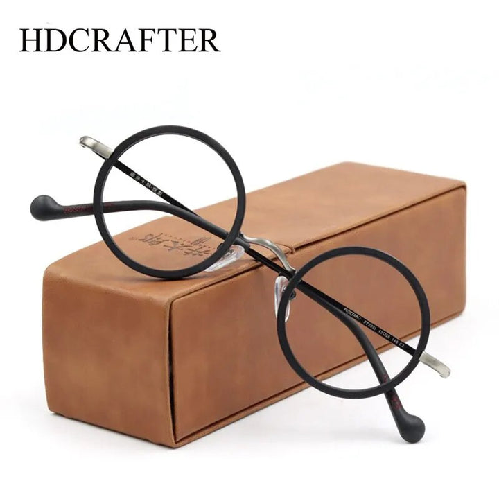 Hdcrafter Unisex Full Rim Round Titanium Eyeglasses Ft2381 Full Rim Hdcrafter Eyeglasses