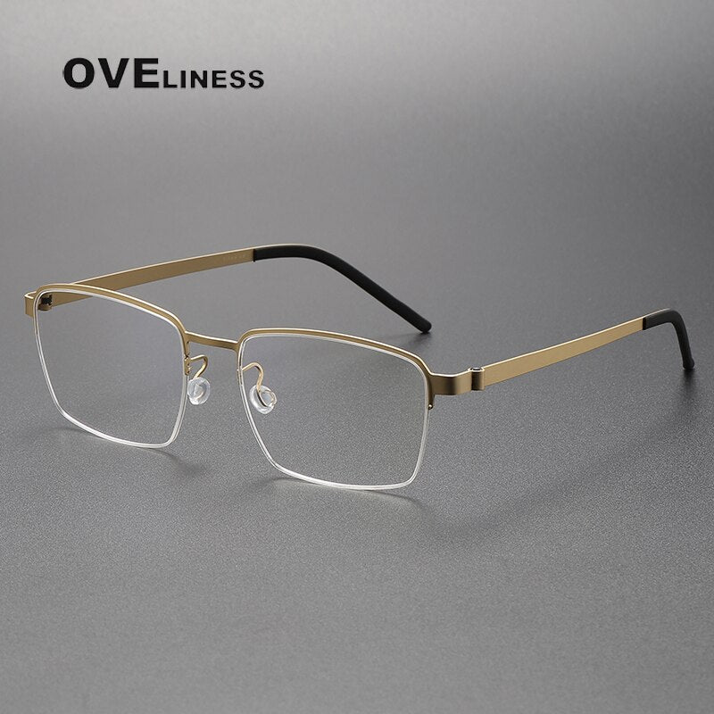 Oveliness Unisex Full Rim Square Titanium Eyeglasses 7426 Full Rim Oveliness gold