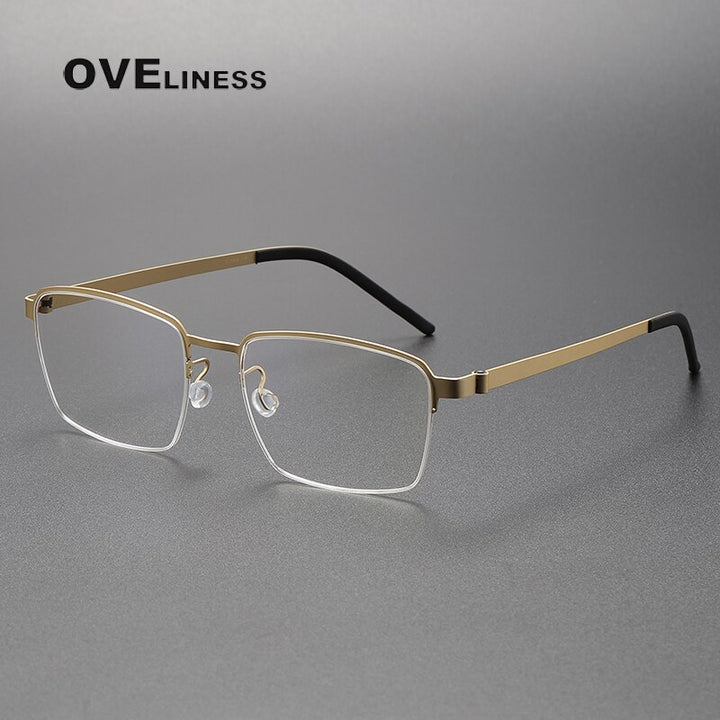 Oveliness Unisex Full Rim Square Titanium Eyeglasses 7426 Full Rim Oveliness gold