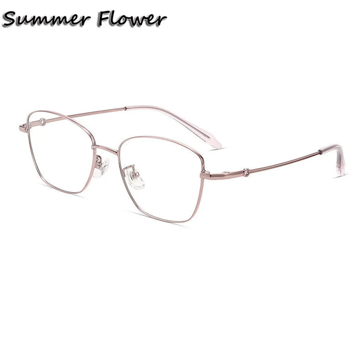 Summer Flower Women's Full Rim Polygon Cat Eye Titanium Eyeglasses 70703