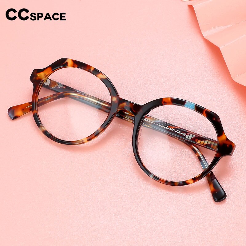 CCspace Unisex Full Rim Irregular Round Acetate Eyeglasses 55911 Full Rim CCspace