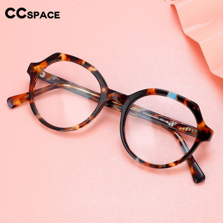 CCspace Unisex Full Rim Irregular Round Acetate Eyeglasses 55911 Full Rim CCspace